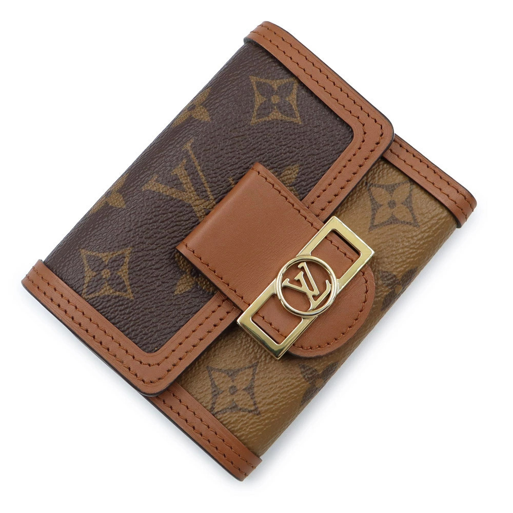 LOUIS VUITTON Portefeuille Dauphine Compact Monogram Reverse Brown Tri fold